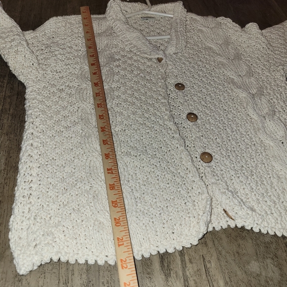 Handknits by eastwinds button down cardigan size womens m/L cream color - Picture 7 of 8